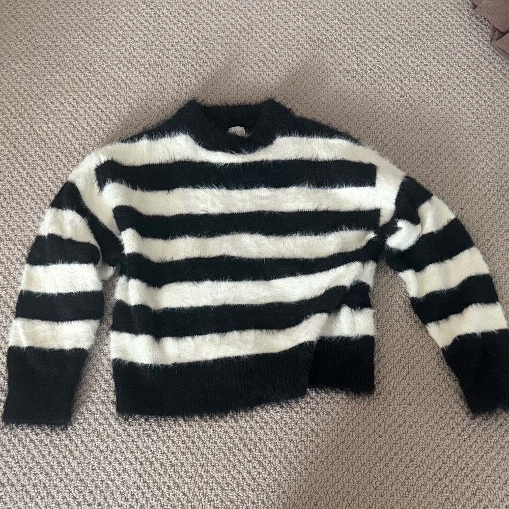 a new day Black and White Striped Sweater